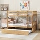 preview thumbnail 34 of 47, Rubber Wood 2 In 1 Full Over Full Bunk Bed with Twin Size Trundle,Convertible to 2 Full Size Beds