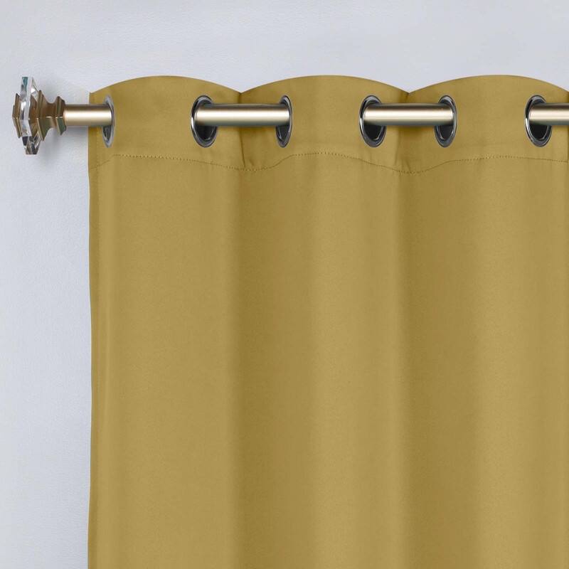 Superior Solid Machine Washable Room Darkening Grommet Blackout Curtains, Set of 2