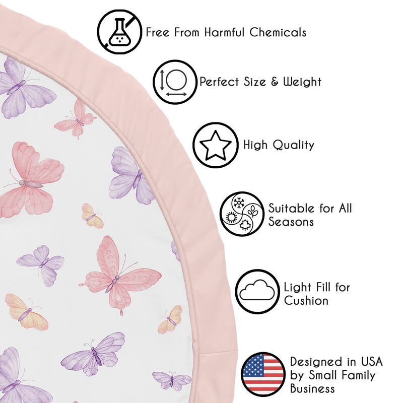 Sweet Jojo Designs Pink and Purple Shabby Chic Butterfly Girl Baby Tummy Time Playmat - Colorful Butterflies Pastel Watercolor