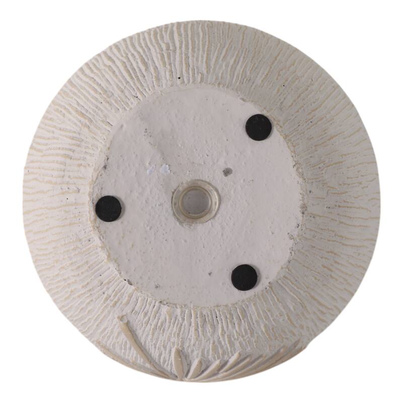 Pottery and Cement Round Planter with Carved Botanical Texture