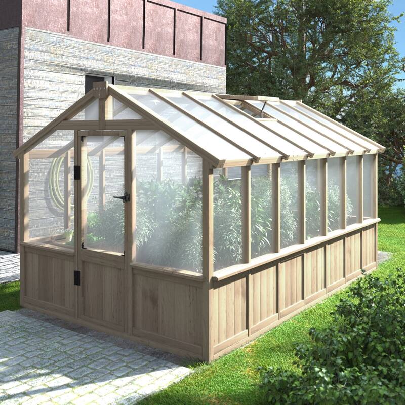 VEIKOUS Walk-in Wooden Greenhouse for Outside, Garden and Backyard, Light Mocha Brown