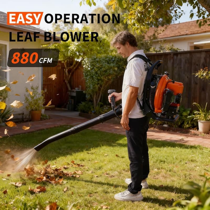 Backpack Durable Gas Powered Leaf Blower 4.0 HP 66cc 2-Cycle 880 CFM 320 MPH - N/A