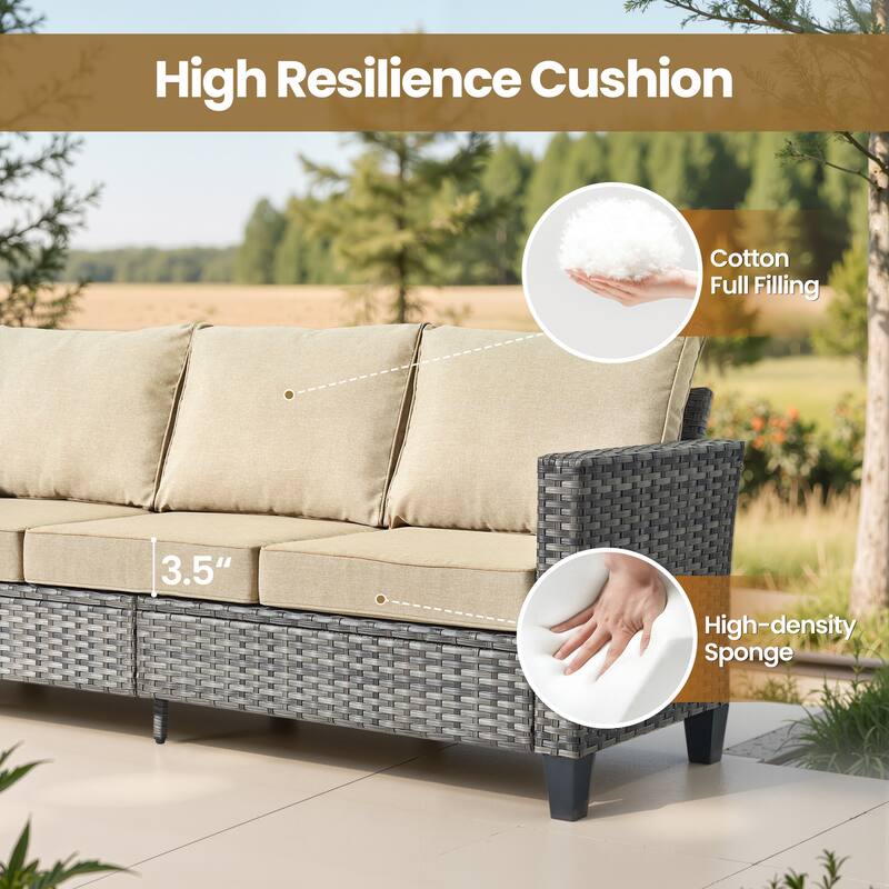 XIZZI 7-piece Outdoor Patio Furniture Set Wicker Chairs with Fire Table