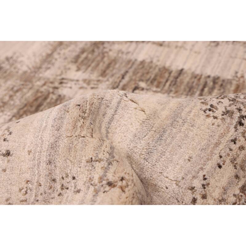 ECARPETGALLERY Hand Loomed Elysian Ivory, Taupe Wool Rug - 8'0 x 9'11
