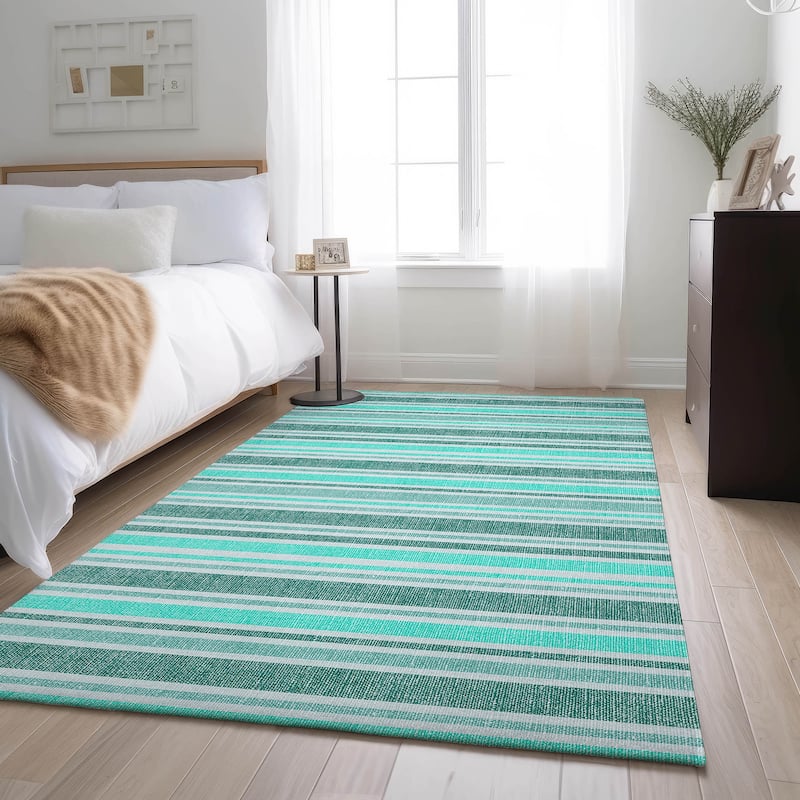 Premium Washable Super Soft Modern Cabana Stripe Mayfield Rug - Turquoise - 2' 6" x 3' 10" - Rectangle