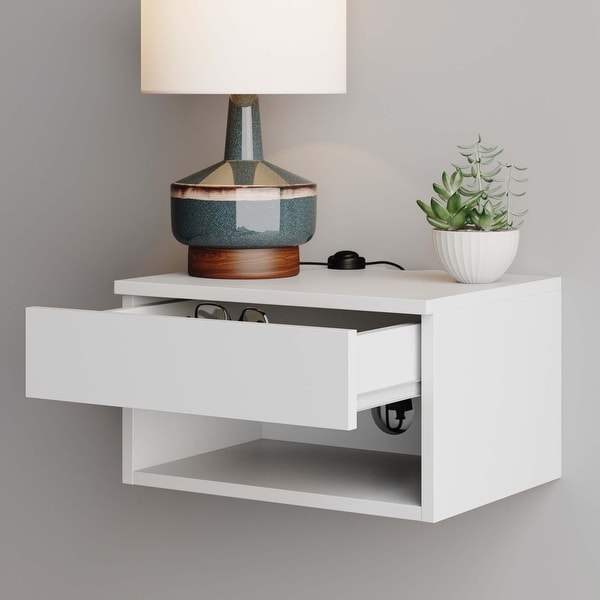 Nathan James Jackson Modern Floating Bedroom Nightstand with Storage Drawer and Open Shelf Cubby On Sale Bed Bath Beyond 35739489