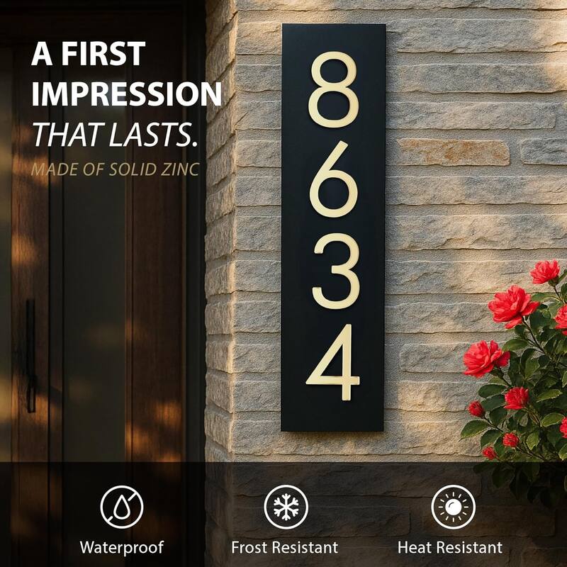 Mega Handles Modern Metal House Numbers | Heavy Duty Outdoor Address Digits | Easy to Install, Floating or Flush Mount Design