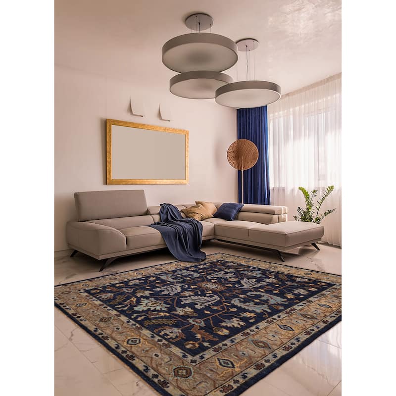 ECARPETGALLERY Hand-knotted Jules Serapi Dark Navy Wool Rug - 9'0 x 11'8