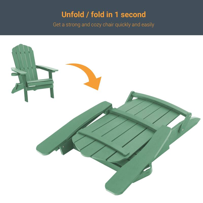 LIVOOSUN Outdoor Folding Adirondack Chair w/Cup Holder Set of 2 or 4