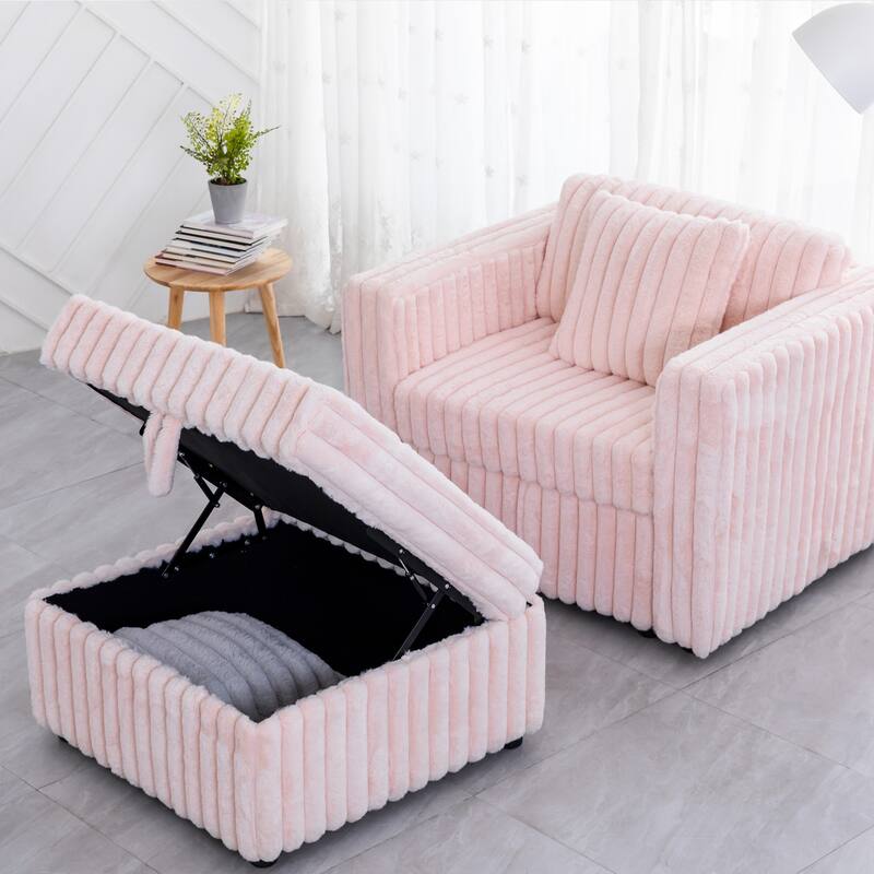44.9"Soft Modular Sofa Single - Very Comfortable & Stylish. Matches 30.7" Ottoman with Hydraulic Lift. Ideal for Bedroo