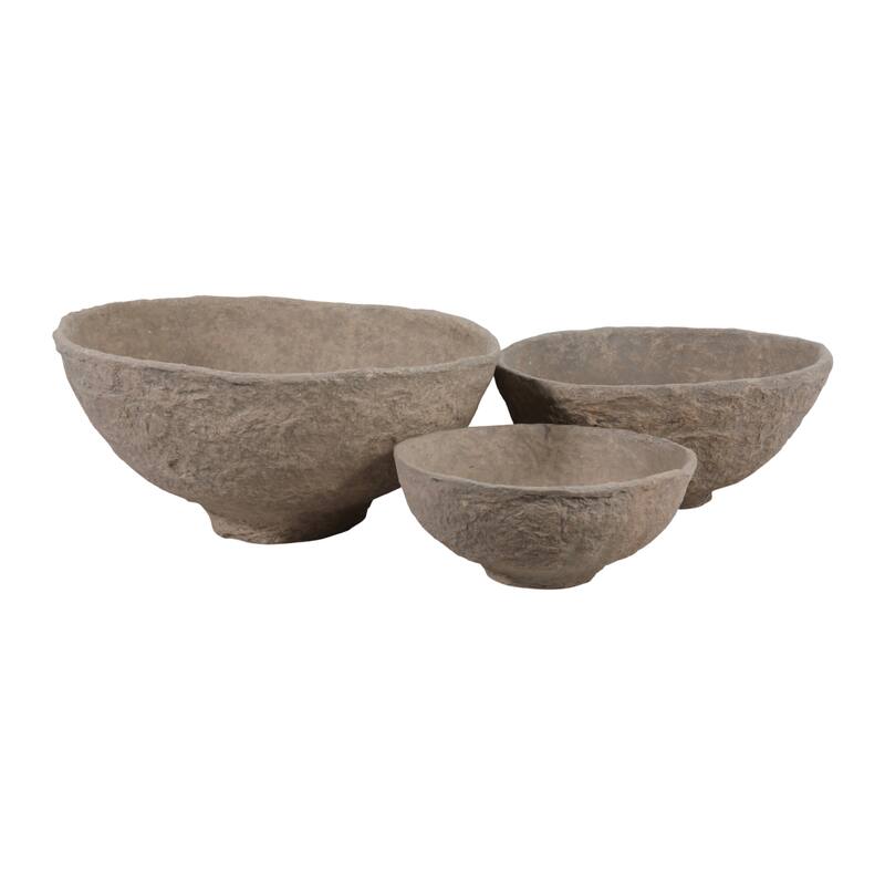Pottery Paper Mache Bowls Handcrafted Unique Texture (Set of 3)