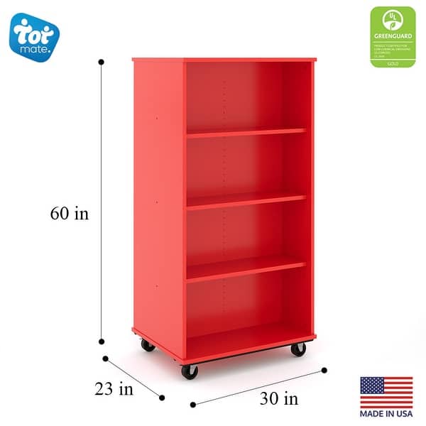 dimension image slide 1 of 4, Tot Mate Open Double Sided Mobile Storage Locker / Bookcase - 60H