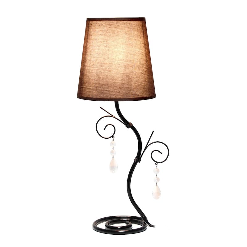 Winding Metal Table Lamp with Tapered Drum Shade - 19" - Black and Brown