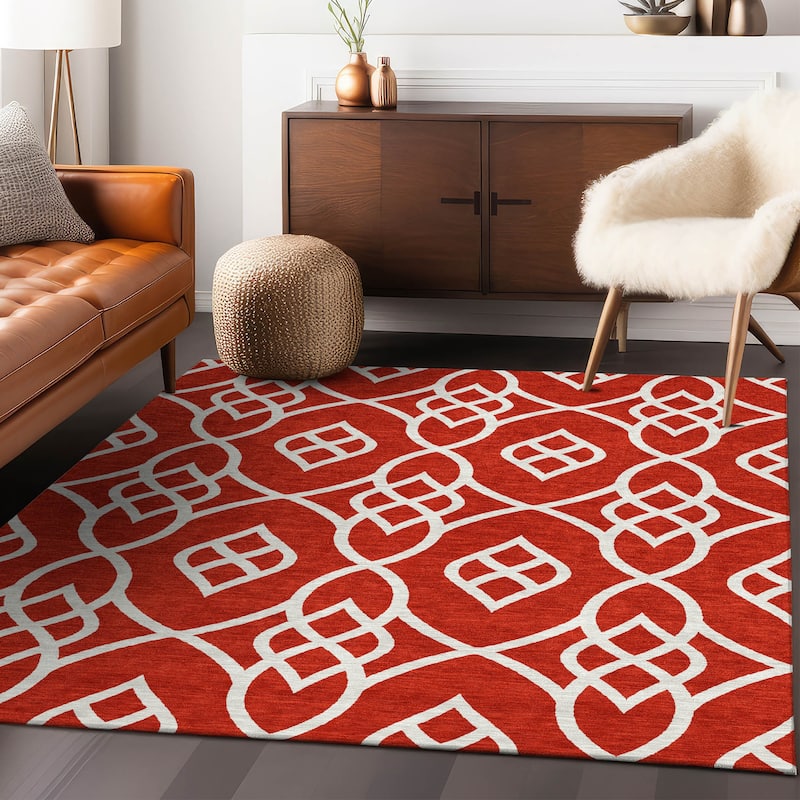 Machine Washable Indoor/ Outdoor Chantille Trellis Modern Rug
