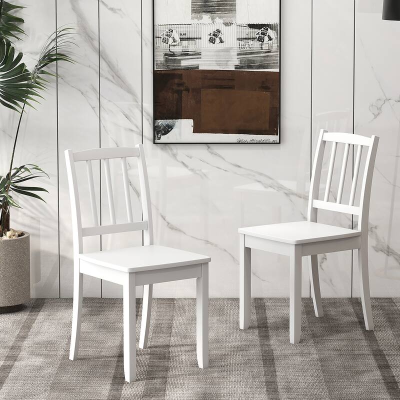 Gymax Wood Dining Chair Set of 4 w/ Rubber Wood Legs Curved Backrest