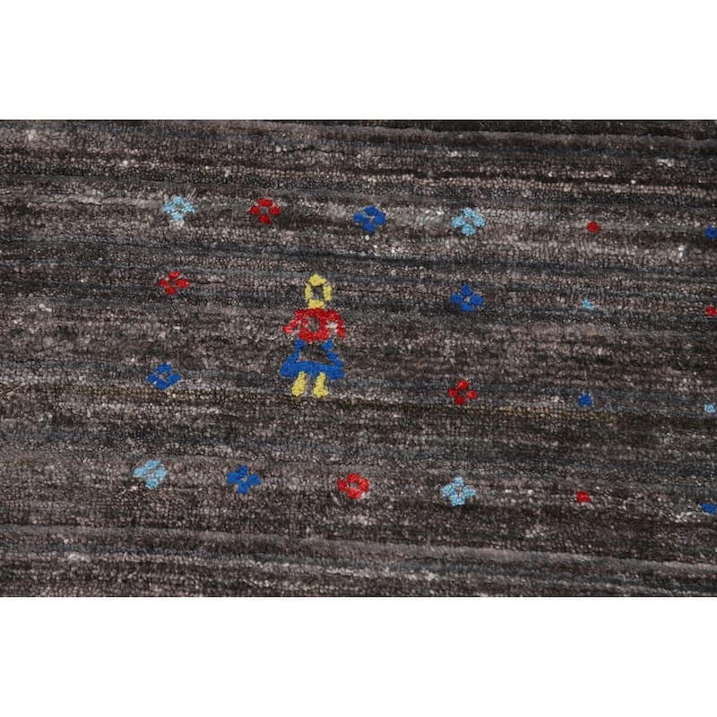 Gray Gabbeh Oriental Area Rug Handmade Silk Carpet - 8'2" x 9'6"