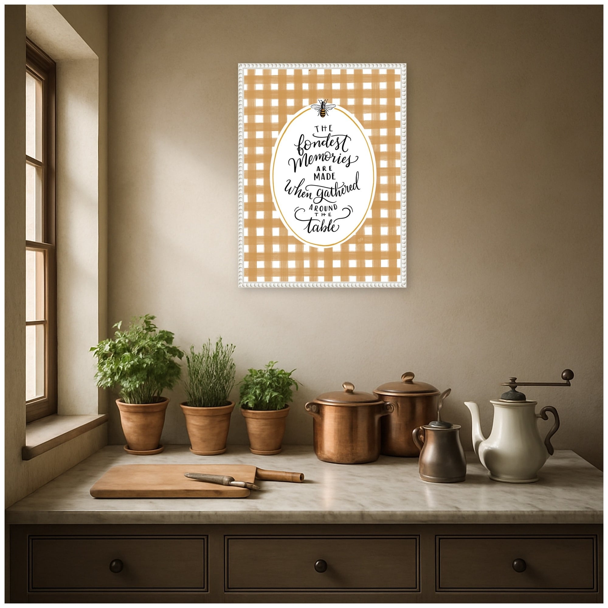 Kate and Laurel Fondest Memories Oval Bumble Bee by Valerie McKeehan of Lily and Val Framed Canvas Wall Art Print