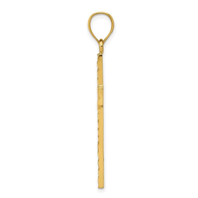 Curata 14k Yellow Gold 18" Sparkle-Cut Cross Pendant Necklace - 41x19mm