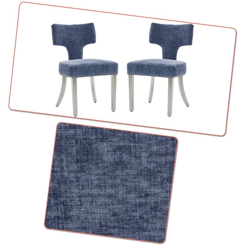 Vintage Set of Two Upholstered Dining Chairs with Adjustable Foot Pads