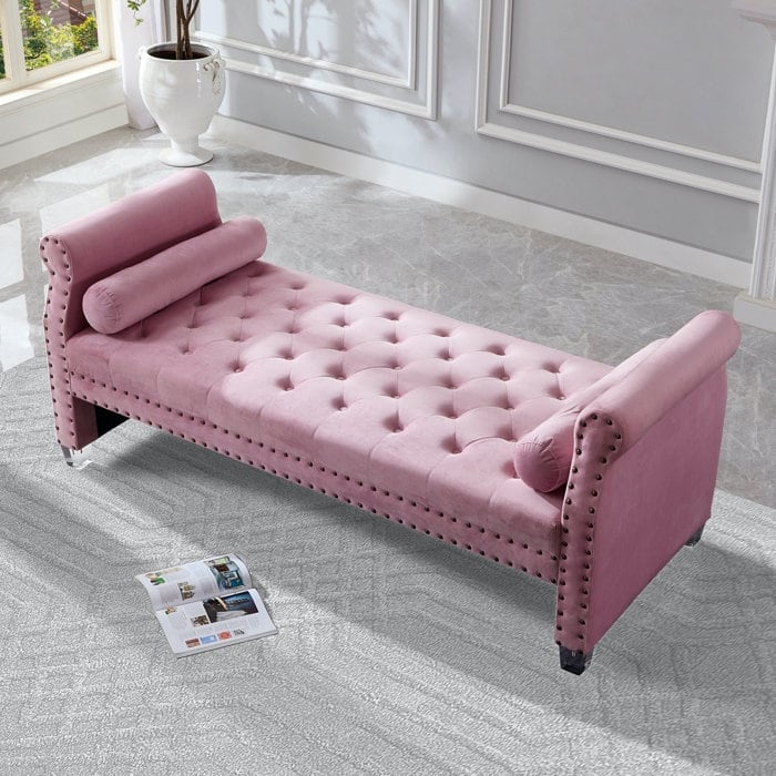 Tiffiany Luxury Tufted Velvet Upholstered Extra Long Bed Bench