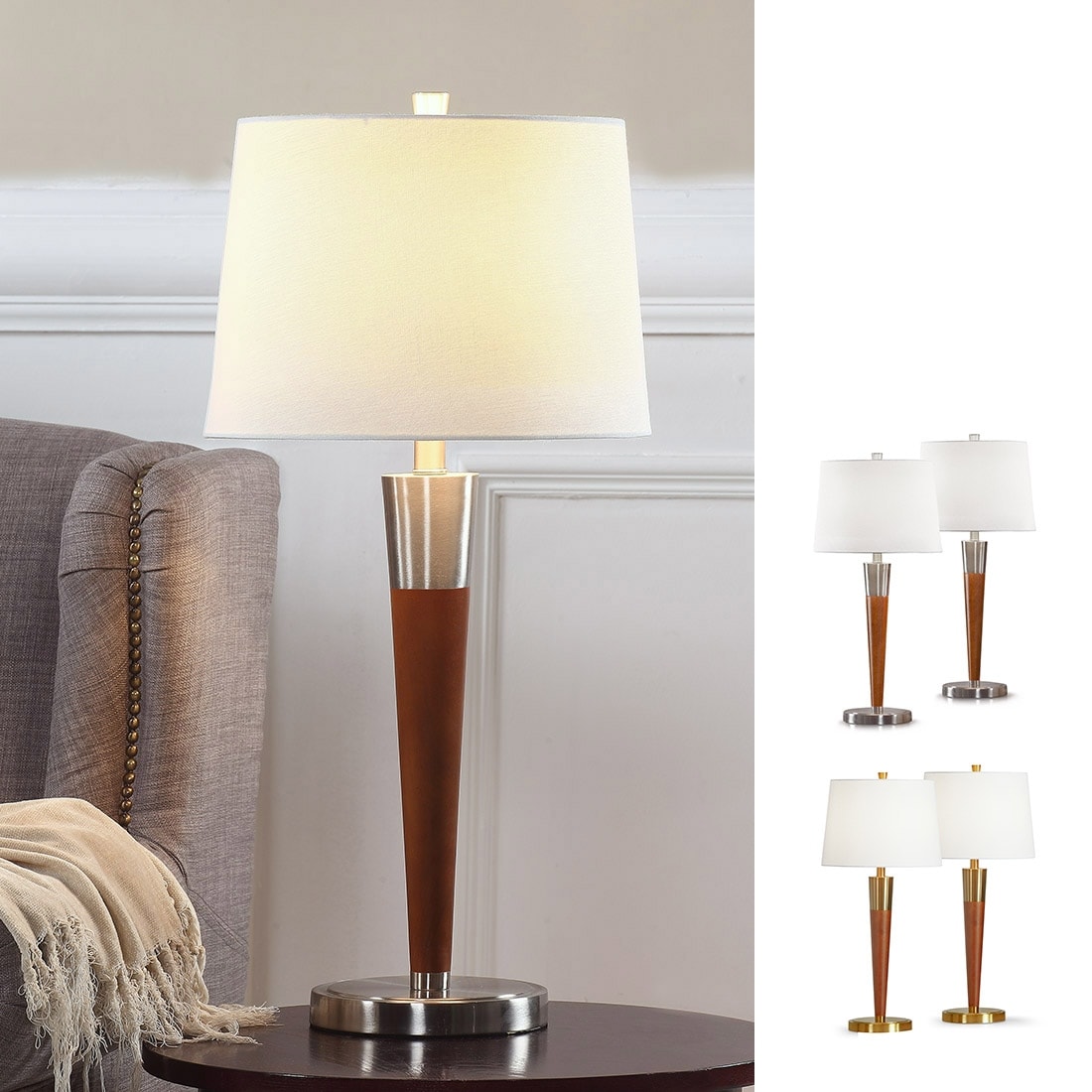 Manhattan 30" Hard Wood Table Lamps (Set of 2)