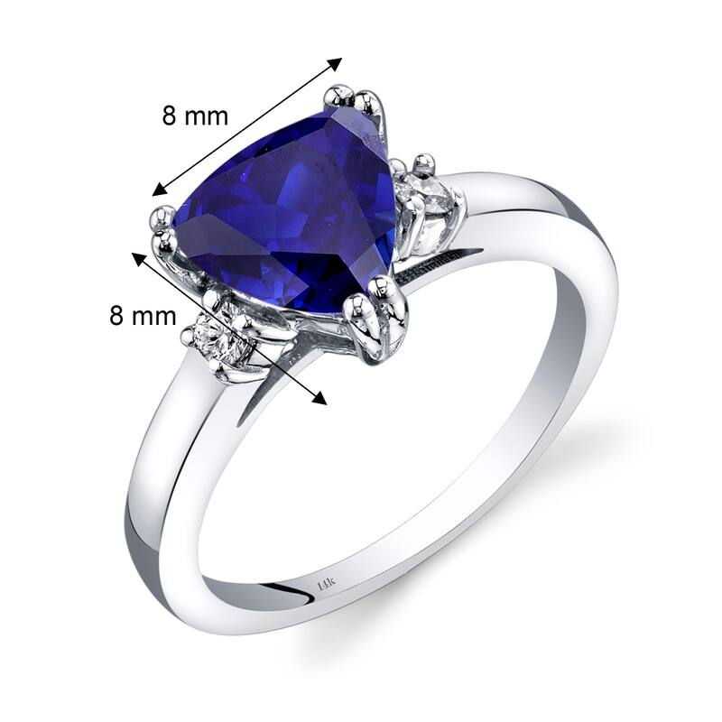 14k White Gold 2.5ct Created Blue Sapphire and Diamond Ring