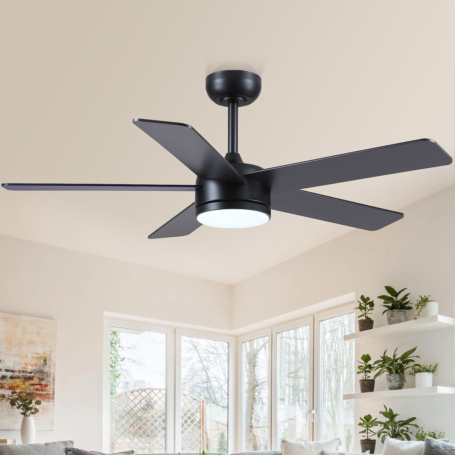 Kviflon 46" and 52" Indoor Ceiling Fan with Light Quiet Modern Ceiling Fan Remote and APP Conrol