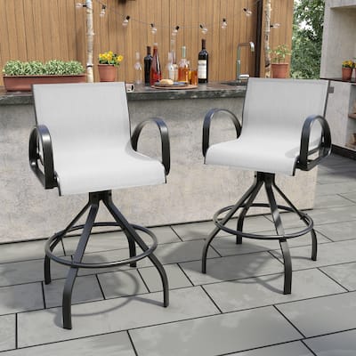 Outdoor Patio Swivel Aluminum Bar Stools Sunbrella Textilene Fabric