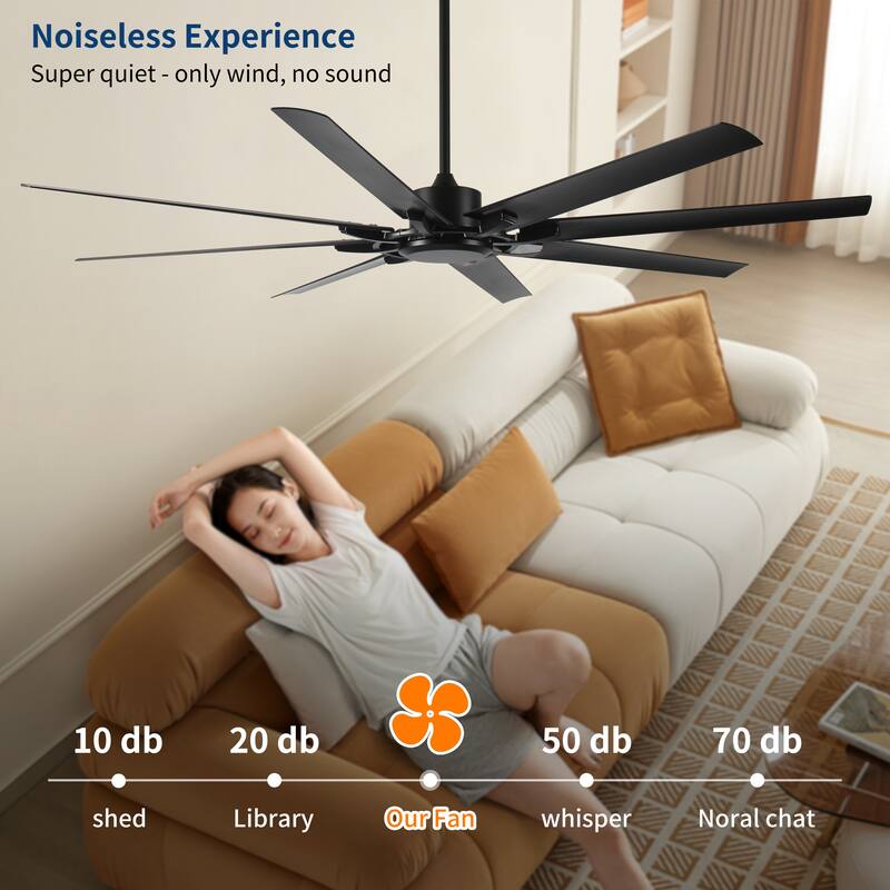 72 Inch 6 Speed Ceiling Fan No Light with Remote Control, Reversible Airflow Ceiling Fan with 3 Down Rods (10/16/24 in)