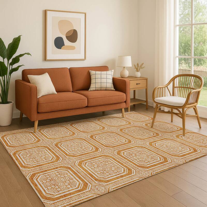 Premium Washable Super Soft Classic Panel Mayfield Rug - 8' x 10' - Terracotta