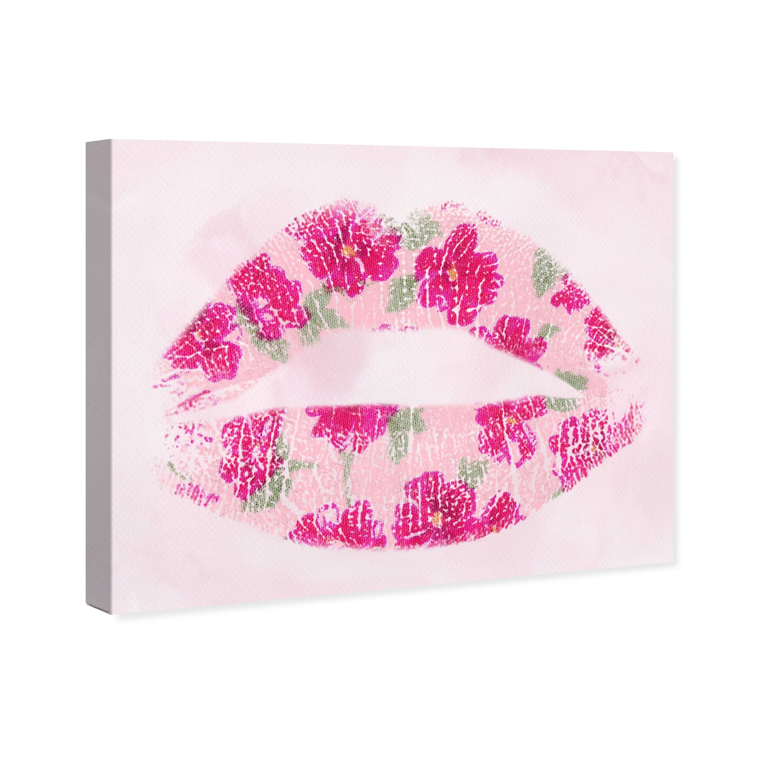 Oliver Gal 'Flower Lips' Fashion and Glam Wall Art Canvas Print Lips