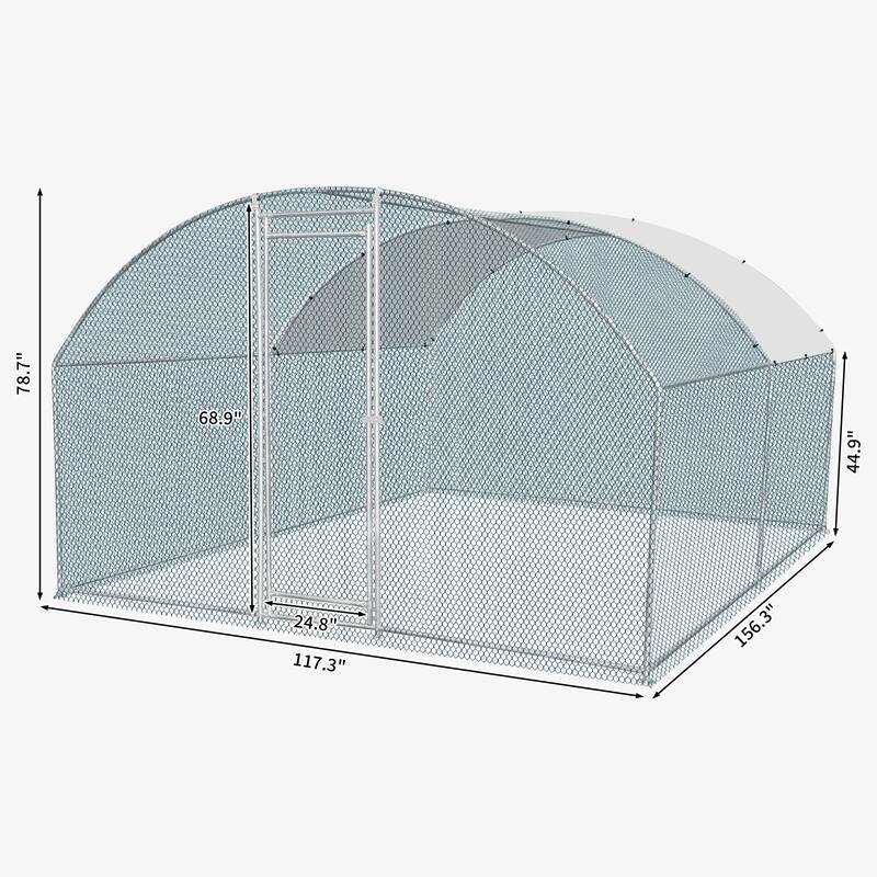 13x10 ft Metal Chicken Coop with Walk-In Run and Waterproof Cover