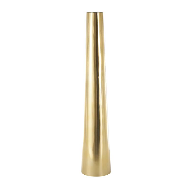 Stainless Steel Metal Minimalistic Tall Floor Cone Decorative Vase - Gold or Silver - Roche River Decor - Gold - 48"H
