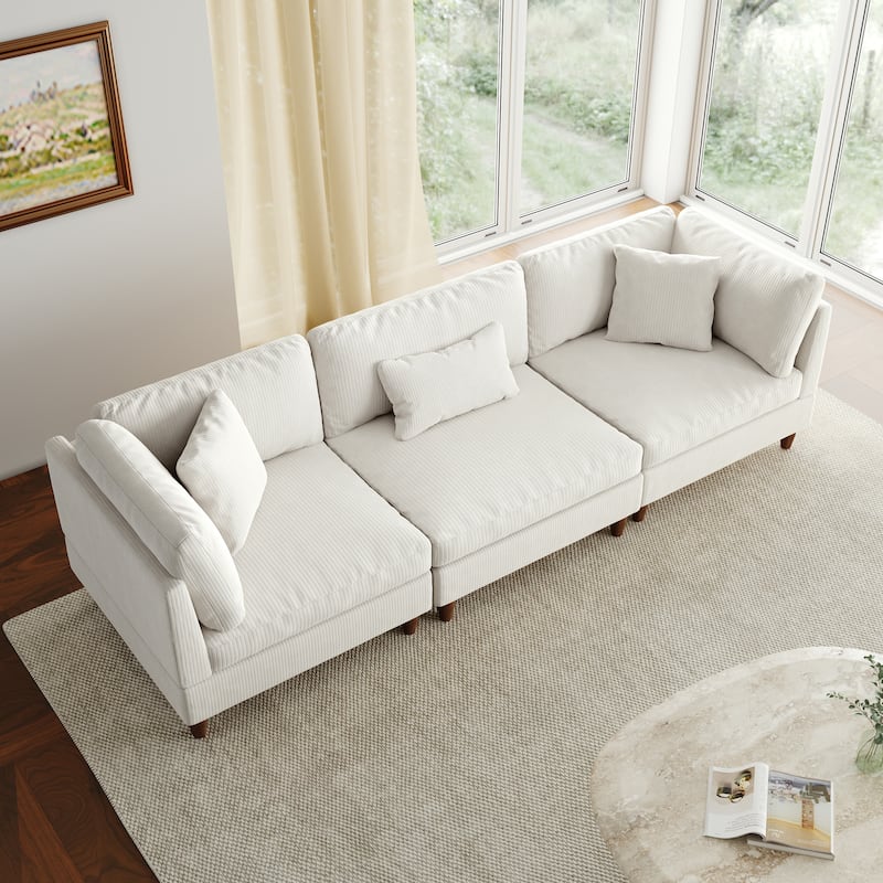 Jannae 112.12'' Upholstered Corduroy Sofa