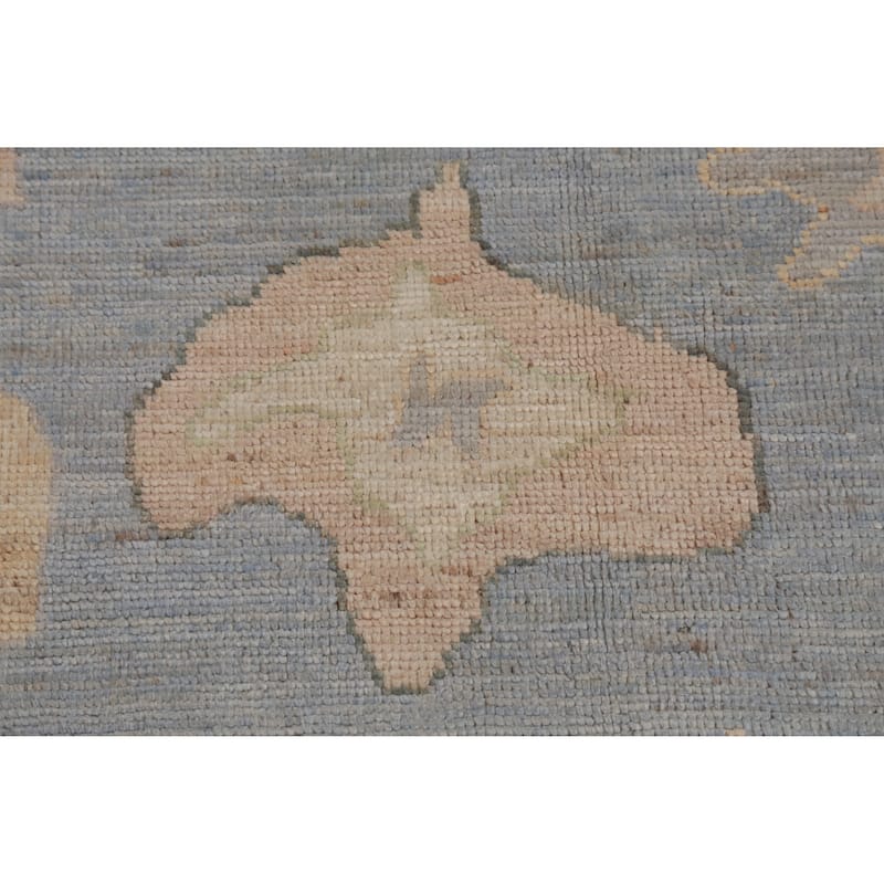 Hand Knotted Oriental 100% Wool Carpet Transitional All-Over Navy Blue & Blues Oushak Area Rug - 13' 7'' X 10' 0''