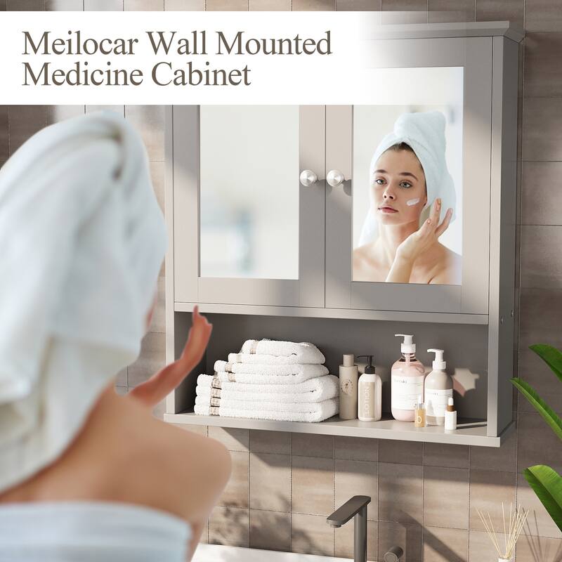 Futzca Bathroom Cabinet with Mirror, Wall Medicine Cabinet with Shelf