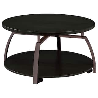 Dark Grey and Black Nickel Round Coffee Table