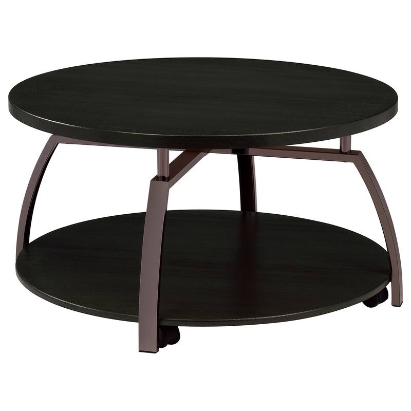 Dacre Round Coffee And End Table Set Dark Charcoal
