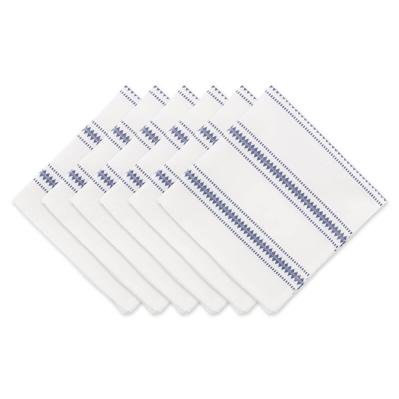 Set of 6 20" x 20" Blue and White French Zig Dobby Stripe Napkins