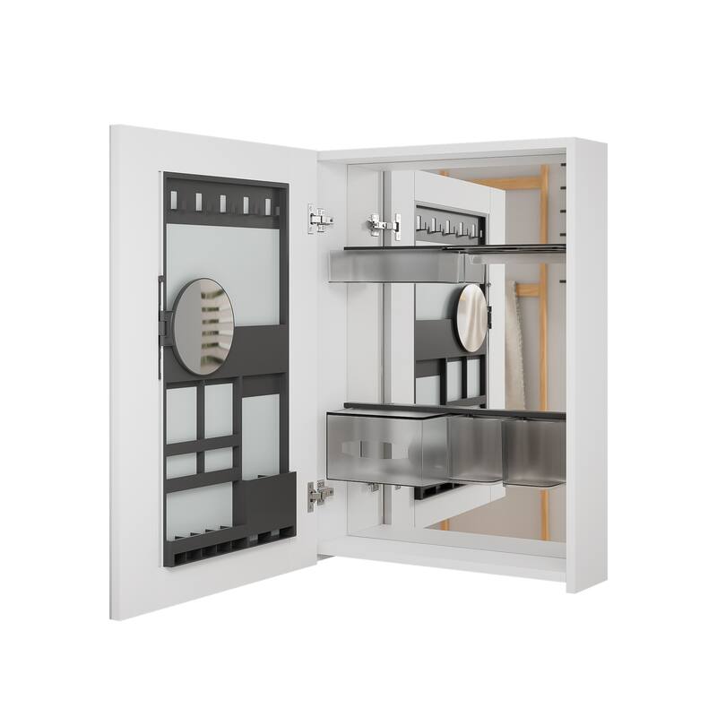 Bathroom Wall Mounted Smart Mirror Cabinet with Customizable Storage - White
