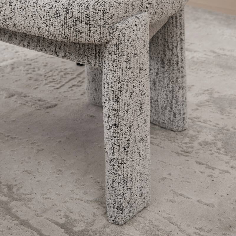 Chenille Upholstered Dining Chair Set of 2, Armless Side Chair with Curved Back, Accent Chairs with Rubberwood Legs