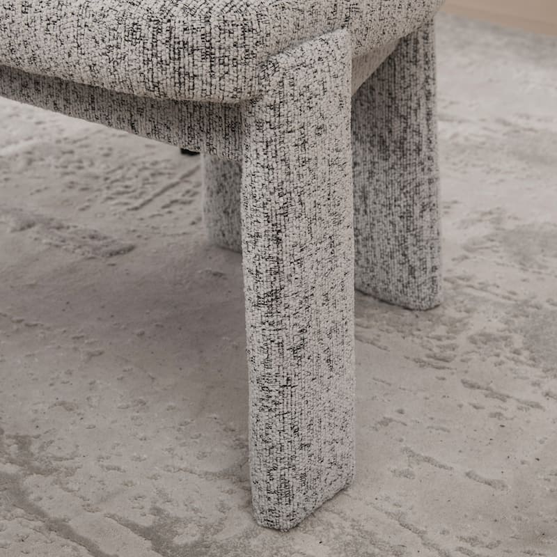 Upholstered Chenille Dining Chair with Rubberwood Legs and Armless Curved Back,Set of 2