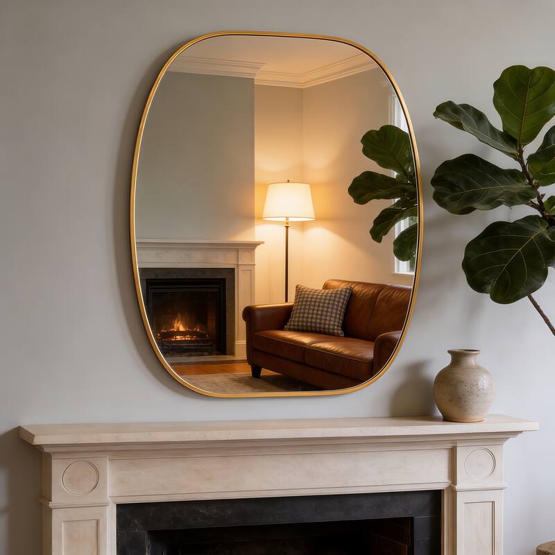 30x40 in Metal Framed Oval Vanity Bathrrom Mirror for Wall
