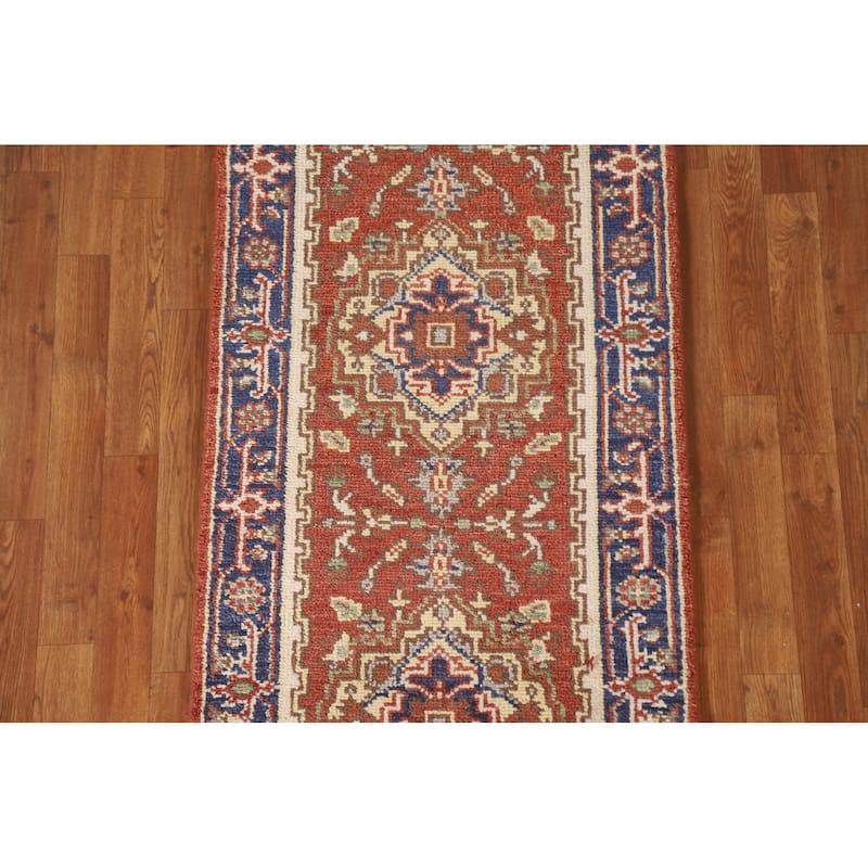 Orange Heriz Indian Runner Rug Hand-knotted Wool Carpet - 2'6"x 7'11"