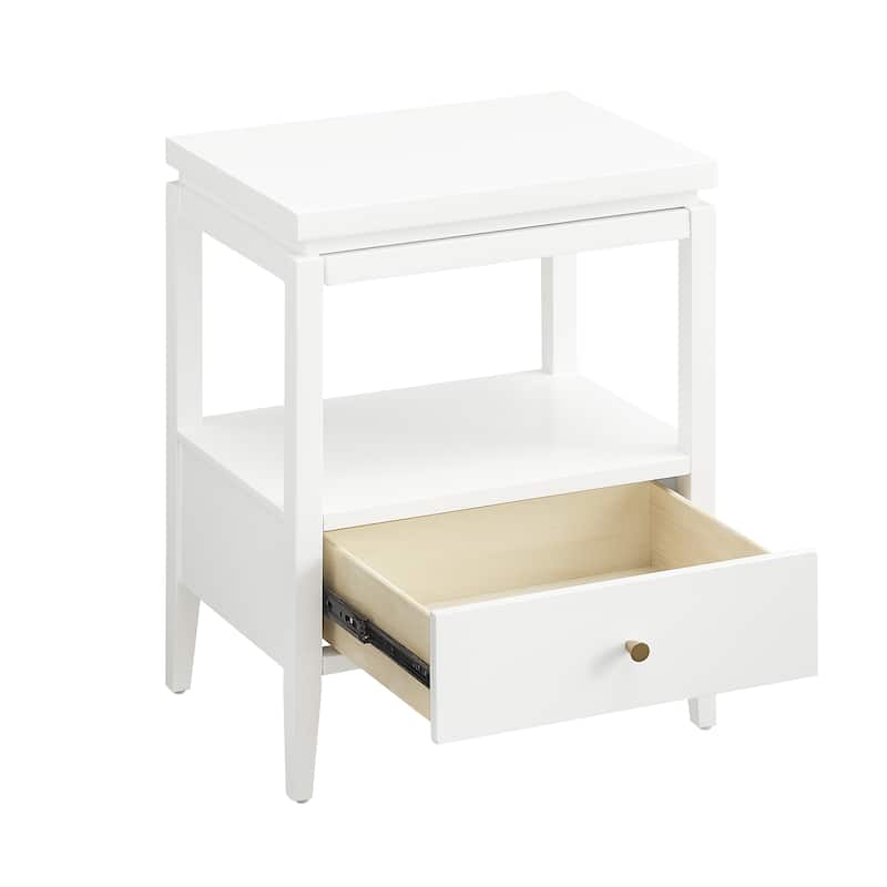 Modern Nightstand with Drawer and Floating Shelf Tapered Legs Design