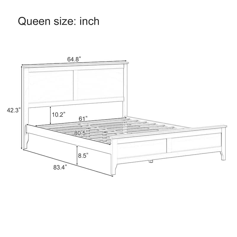 Modern Solid Wood Queen Size Platform Bed with Sturdy Wooden Slats Support,No Box Spring Needed