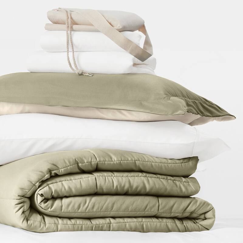 8pc Twin XL Solid Dorm Bedding Bundle