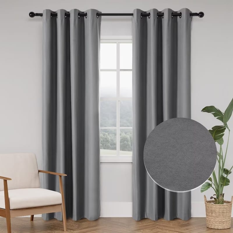 Soft Cotton Feel Twill Polyester 100% Blackout Grommet Pair (2 panels)