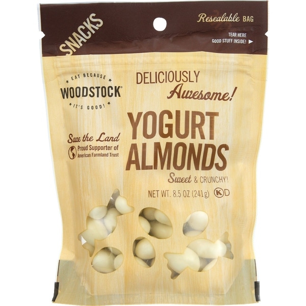 Woodstock Snacks - All Natural - Almonds - Yogurt - Sweet and Crunchy - 8.5 oz - case of 8