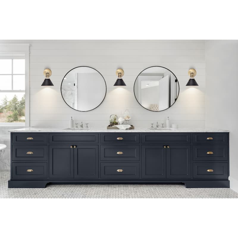 Outpost 1 Light Wall Sconce Matte Black with Burnished Brass